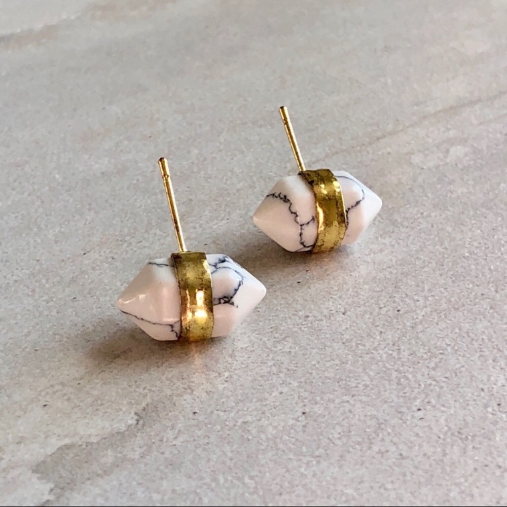 ❗️Last Pair❗️ Marble Natural Stone Stud Earrings - Picture 4 of 7